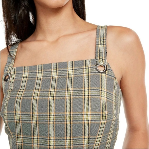Bebop Tartan Plaid Square Neck Sleeveless Academia Yellow Sheath Dress Size 2X - Picture 3 of 10